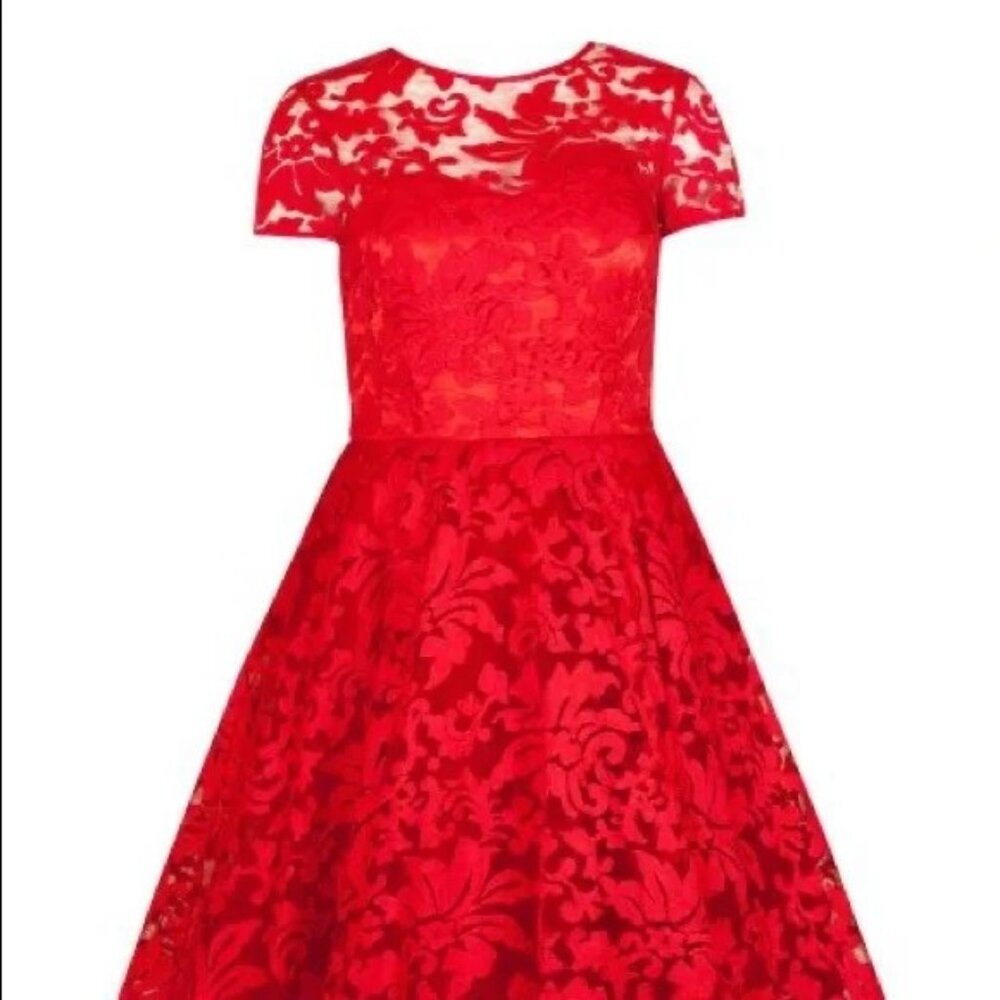 Ted Baker London “Caree” Red Floral Lace Dress – Size 2 (US 4–6)
